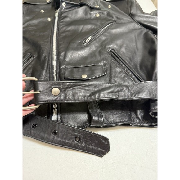 VTG Men’s Leathercraft Motorocycle Motto Jacket Size 44 YKK Zipper Biker Punk - Picture 16 of 16